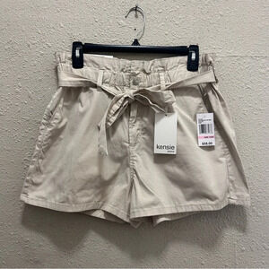 Kensie High Rise Paperbag Shorts in Stone NWT 10/30